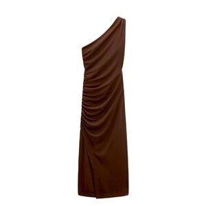 Brown One-Shoulder Dress